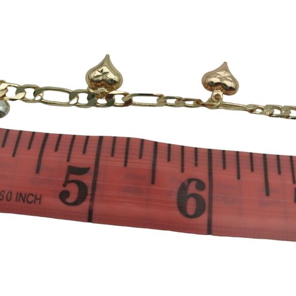 Brazilian Gold laminated Heart Bracelet Women's tricolor Bracelet 10 in. New - Picture 13 of 14